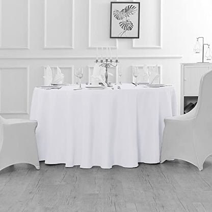 Fokitut 2 Pack Waterproof Round Tablecloth, 60 Inch, Stain Resistant and Wrinkle Polyester Table Cloth, Fabric Table Cover for Kitchen Dining, Wedding, Party, Holiday Dinner-White - color: White, size: Round-60''-2pack