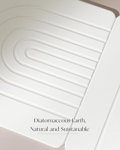Home Bath Stone Mat 24"x16" (2-Pack) – Quick-Dry, Non-Slip Diatomaceous Earth Mat, Stylish & Absorbent, White Straight - color: White