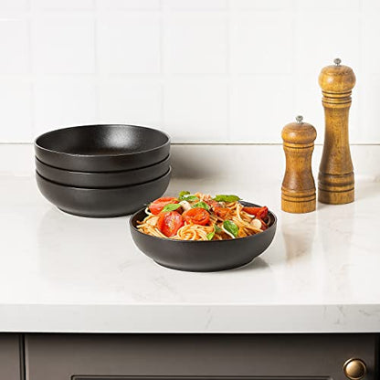 30oz Ceramic bowls set of 4-8" serving bowls for Kitchen,Pasta,Salad-Dishwasher & Microwave Safe Perfect for Housewarming, Thanksgiving, Christmas-Matte Black - color: Matte Black