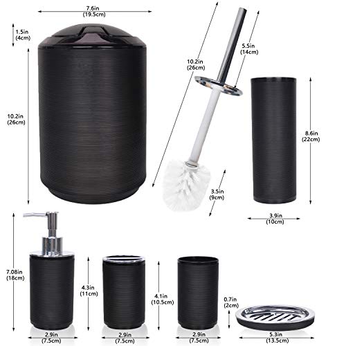 CERBIOR Bathroom Accessories Set 6 Piece Spiral Pattern Bath Ensemble,Black | Includes Soap Dispenser, Toothbrush Holder, Toothbrush Cup, Soap Dish for Decorative Countertop and Housewarming Gift - style: Black
