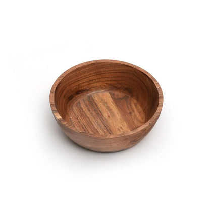 Acacia Wood Bowl Set of 2, 6-Inch Medium Serving Bowls, 400 Cubic cm Volume, 0.40 Liter Capacity, Brown - size: 2 Bowls of 6-Inch (0.40 Liters)