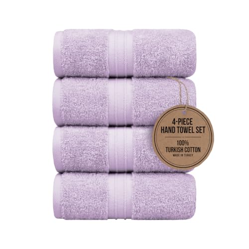 Hand Towels Set of 4-100% Cotton & Luxury, Large (16"x 28") Decorative, Soft, Cozy and Absorbent - Versatile, Perfect as Hand Towels Set for Bathroom, Bathroom Face Towel - Lilac - color: Lilac