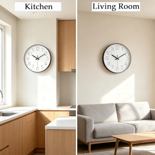 2 Pack Black Wall Clock 12 Inch Modern Silent Battery Operated Wall Clocks | Office Kitchen Classroom School - color: Black, size: 2 Pack-12 Inch