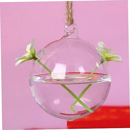 Garneck Hanging Glass Planter Vase for Indoor Decor Double Hole Terrarium with Wall Mount Modern Geometric Design for Home Office Plants