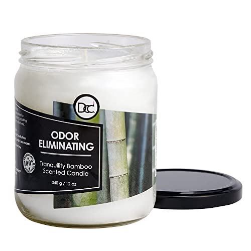 Bamboo Odor Eliminating Highly Fragranced Candle - Eliminates 95% of Pet, Smoke, Food, and Other Smells Quickly - Up to 80 Hour Burn time - 12 Ounce Premium Soy Blend - color: Bamboo