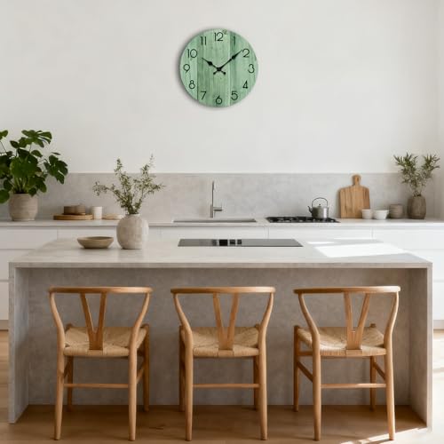 Wall Clock, Modern Wall Clocks Battery Operated, Silent Non Ticking Clock Decorative for Living Room, Office, Home, School (Light Green) - size: 12 Inch