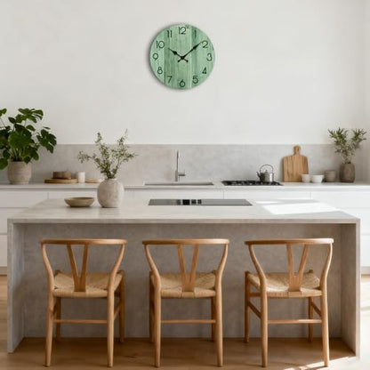 Wall Clock, Modern Wall Clocks Battery Operated, Silent Non Ticking Clock Decorative for Living Room, Office, Home, School (Light Green) - size: 12 Inch