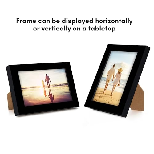 Americanflat 2x3 Picture Frame - Slim Molding - Black | Wall or tabletop display with included easel, secure turn-tab backing, fits photos, posters and art - color: Black, size: 2x3