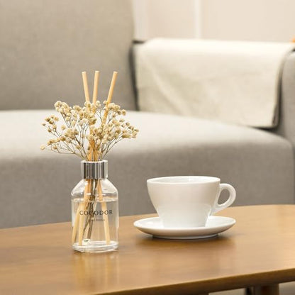COCODOR Flower Reed Diffuser Set / 3.4oz / April Breeze/Scent Diffuser with Sticks Home Fragrance Reed Diffuser for Bathroom Shelf Decor - size: Flower/3.4Ounce