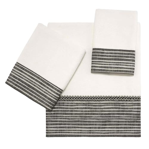 Avanti Linens - 3pc Towel Set, Soft & Absorbent Cotton Towels (Weston Collection, White) - color: White, size: 3 Pack Towels
