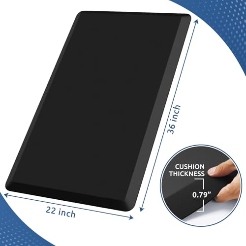 0.8" Thick Kitchen Mat Cushioned Anti Fatigue Rug Comfort Floor Mats | Water-Resistant, Non-Slip, Easy to Clean Comfort Floor Mat for Kitchen, Sink & Office, Multiple Colors & Sizes, 36" x 22" - color: Black, size: 36"L x 22"W x 0.8"Th