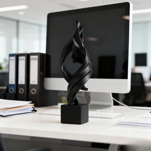 AWNR Modern Sculptures Living Room Shelf Decor Home Décor Accents | Black Abstract Art Accessories Decoration for Coffee Table Entryway Console Office Desk Nightstand Shelves Housewarming Gift - color: Black-f