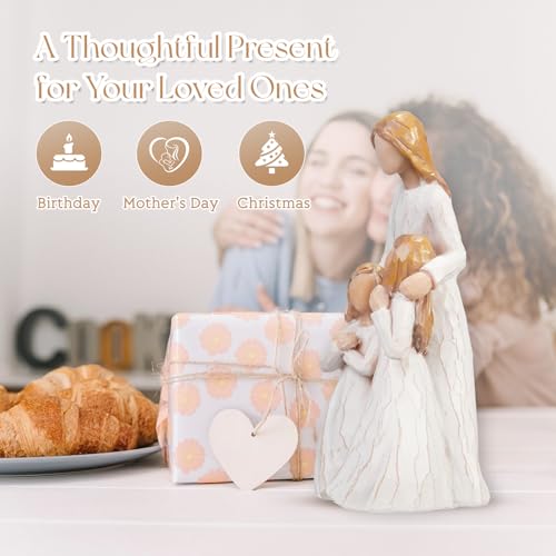 Mom Embrace Two Girls Figurine, Mother and Daughters Love Resin Statue, Family Sculpture Decor, Sentimental Tabletop Figurine - color: Mom Embracing Girls