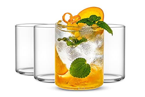 LUXU Drinking Glasses 15 oz,4pc Thin Highball Glass,Clear Short Beer Glass | Lead-Free Glassware,Clear Everyday Drinkware,Water Glasses,Mojito Glass Cups,Bar Glassware,and Mixed Drink Cocktail Glass Set - style: 15 OZ highball glass