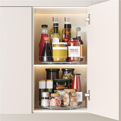 2 Pack 10 Inch Lazy Susan Turntable Organizer, Clear Rotating Spice Rack for Cabinet, Pantry, Kitchen Countertop and Fridge, Non-Slip Acrylic Spinning Tray for Bathroom Vanity - size: 10inch - 2 Pack