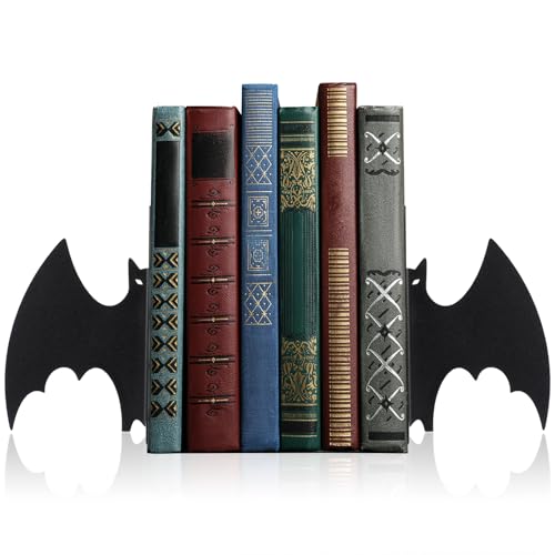 Metal Bat Bookends Set of 2 Styles Gothic Book Ends for Shelves Bookshelf Home Office Desk Bookshelf Decor Gift for Lovers and Reading Enthusiasts - style: Bat