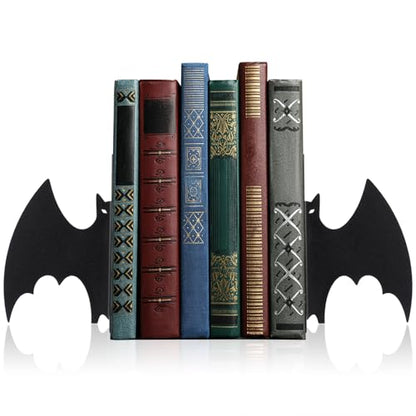 Metal Bat Bookends Set of 2 Styles Gothic Book Ends for Shelves Bookshelf Home Office Desk Bookshelf Decor Gift for Lovers and Reading Enthusiasts - style: Bat