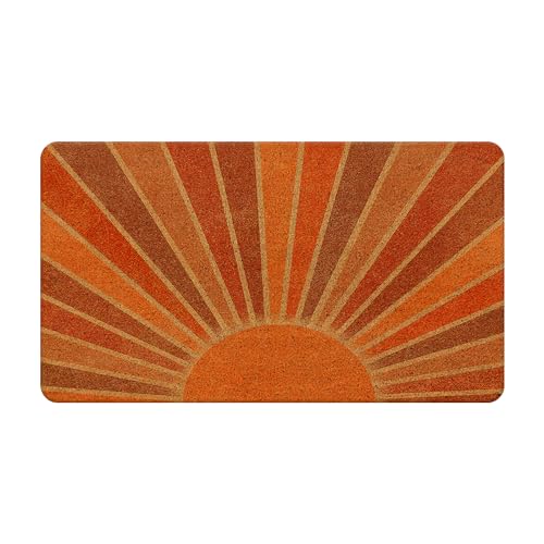 Nogrit Boho Coir Doormat for Outdoor Entrance Front Door Mats Boho Welcome Mat Door Mat Outdoor Indoor Door Mats for Entryway, 17x30 (Retro Sun) - color: Coir - Sun