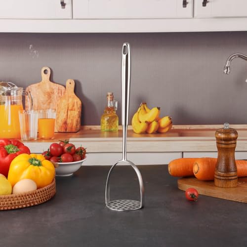 18/10 Stainless Steel Kitchen Utensils Set - 12 PCS All Metal Cooking Tools | 15″ Cooking Utensils - Potato Masher, Meat Fork, Tongs, Turner, Pasta, Serving Spoon, Skimmer, Ladle, Spatula Spoon Set - color: 12-Pieces