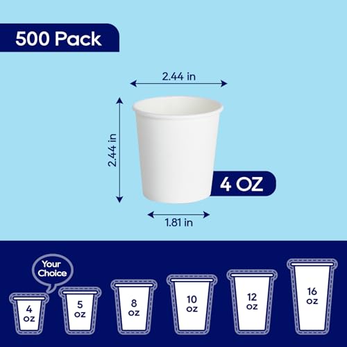 LITOPAK 500 Pack 4 oz Paper Cups, White Disposable Paper Coffee Cups for Party, Picnic, and Travel - color: White-4oz