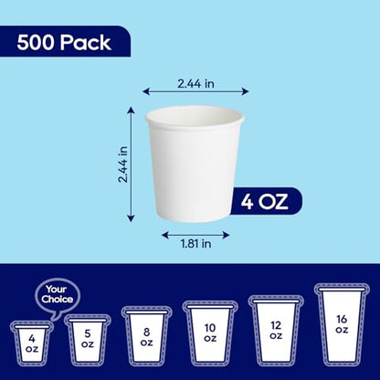 LITOPAK 500 Pack 4 oz Paper Cups, White Disposable Paper Coffee Cups for Party, Picnic, and Travel - color: White-4oz