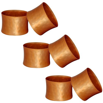 ITOS365 Handmade Round Hammered Napkin Rings Holder for Dinning Table Parties Everyday, Set of 6 - color: Copper