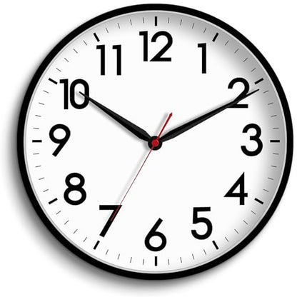 AKCISOT 16 Inch Wall Clock, Silent Battery Operated Analog Clock, Black | Large Size | Living Room | Kitchen | Classroom | Office | Easy to Read Numbers - color: A_black, size: 16 Inch