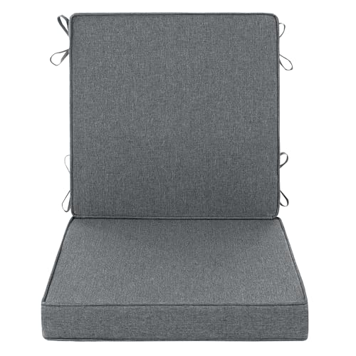Outdoor Chair Cushions Set of 1, 18 x 16.5 Inch, Dark Grey | Water-Resistant, Fade-Resistant, Patio Furniture Dining Chair Seat Replacement with Mid Back, Ties Zipper, Removable Cover - color: Dark Grey, size: 18" x 16.5" 1 Pack