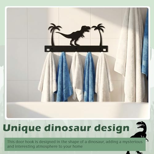 Reallnaive Dinosaur Over The Door Hooks Bathroom Decor Hanger Wall Mount Rack Holder for Towel, Hat, Coat, Cloth, Keychain, Bag, Christmas Party Gift - style: Dinosaur