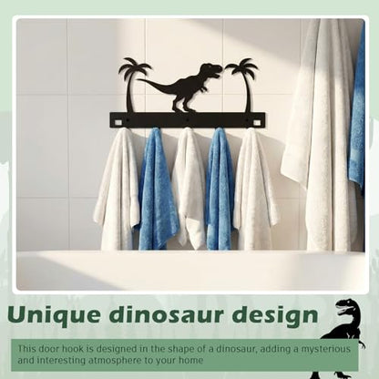 Reallnaive Dinosaur Over The Door Hooks Bathroom Decor Hanger Wall Mount Rack Holder for Towel, Hat, Coat, Cloth, Keychain, Bag, Christmas Party Gift - style: Dinosaur
