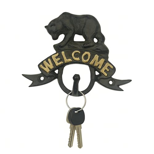 Coat Hooks Wall Mounted, Rustic Bear Key Hook Holder, Heavy Duty Decorative Black Wall Hooks for Mudroom, Garden, Hat Rack, Purse Hooks, Cast Iron Decorative ‎Antique Black Hooks - color: Bear