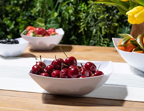 4 Pack Disposable White Plastic Party Bowls, Square Serving Bowls 32oz | Square Design. Disposable Party Tableware. Salad, Fruit & Candy Use. Candy Buffet Containers. White Plastic. - color: White, size: 32 OUNCE