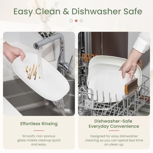 Kassel Ceramic Serving Platter Set 16”/14”/12” White Porcelain Serveware for Parties & Entertaining - Decorative Oven-Safe Serving Dishes & Platters for Food, Cookies, Meat & Turkey Oval Large