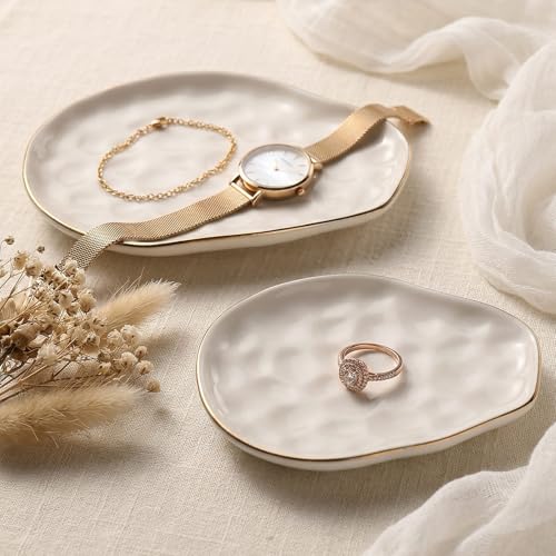 Jewelry Dish Set of 2, Large Jewelry Tray for More Jewelry Ring Dish Jewelry Bowl with Beautiful Package and Greeting Card Perfect for Birthday Gifts for Women - style: Set of 2-Cloud