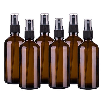 Amber Glass Spray Bottles for Essential Oils, 4oz, 6 Pack | Small, Empty, Fine Mist - color: Amber-6PCS