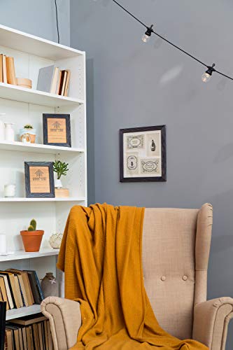 Rustic Solid Wood Square Collage Photo Frame 12x12 inch – Display Four (4) 4x6 inch Pictures with Mat Wall Tabletop - Dark Grey - color: Dark Grey