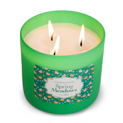 Colonial Candle Spring Meadows Scented Jar Candle, Easter Collection, 3 Wick, 14 oz - Up to 60 Hours Burn, Easter Candle, Made in the USA - color: Spring Meadows
