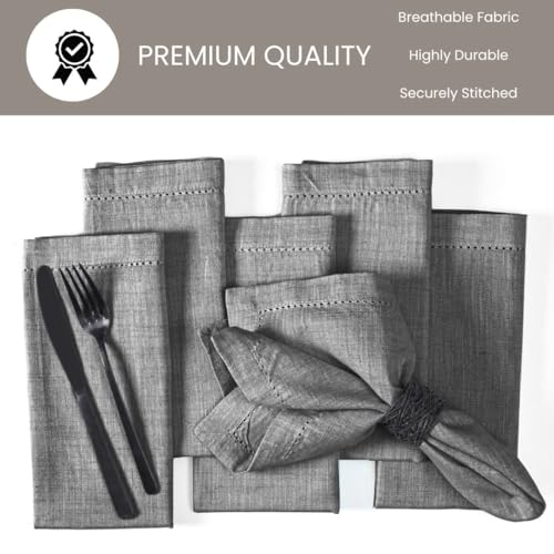Cloth Dinner Napkins 100% Cotton Set of 6 - Soft Durable Washable - Ideal for Farmhouse Parties Wedding Christmas Easter - Perfect Everyday Use Table Cloth Napkins 18x18 Grey - color: Gray