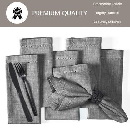 Cloth Dinner Napkins 100% Cotton Set of 6 - Soft Durable Washable - Ideal for Farmhouse Parties Wedding Christmas Easter - Perfect Everyday Use Table Cloth Napkins 18x18 Grey - color: Gray