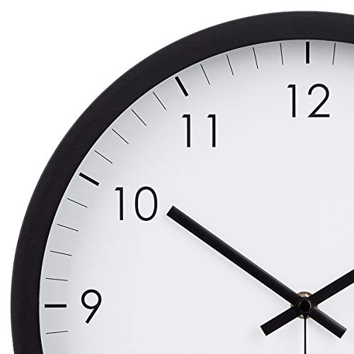Amazon Basics Classic 12" Round Wall Clock, Easy to Read, Silent Non Ticking, Battery Operated, Black - size: (Pack of 1)