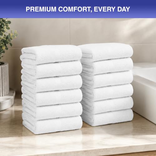 Soft Classic Towel Set - Ultra-Absorbent, Quick-Drying & Durable 12-Piece Towels - Ringspun Cotton Loops for Plush Comfort - Lightweight & Long-Lasting Bathroom Essentials - (White, Wash Cloth) - style: Wash Cloth