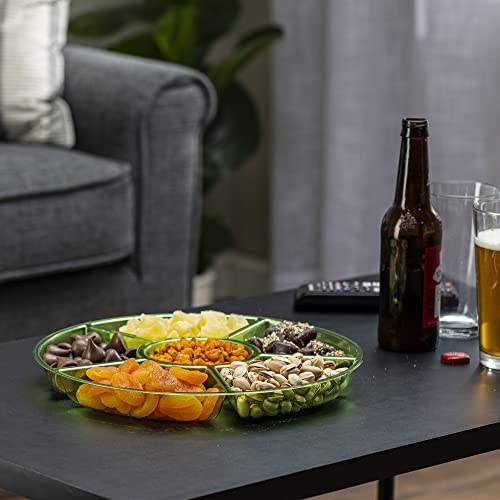 Plasticpro 6 Sectional Round Plastic Serving Tray/Platter (4, Green) - color: Green