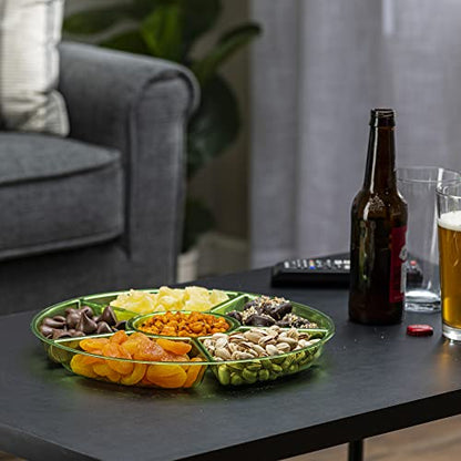 Plasticpro 6 Sectional Round Plastic Serving Tray/Platter (4, Green) - color: Green