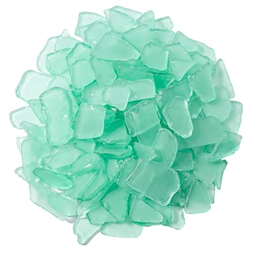 Keedolla Tumbled Sea Glass for Crafts - 15 OZ Flat Frosted Seaglass Pieces for DIY Art Crafts, Vase Filler, Beach Weddings, Aquarium and Home Decor - Mint Green - color: Mint Green, size: 15 OZ / 0.93 LB