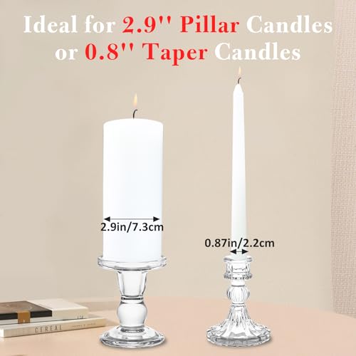 Unity Candle Holder - Glass Candle Holders for Pillar Candles Taper Candles, Glass Candlestick Holders Set of 3, Decorative Clear Glass Candlestick Holder for Wedding Table Dinning Church Centerpiece