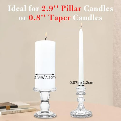 Unity Candle Holder - Glass Candle Holders for Pillar Candles Taper Candles, Glass Candlestick Holders Set of 3, Decorative Clear Glass Candlestick Holder for Wedding Table Dinning Church Centerpiece