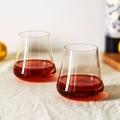 Stemless Wine Glasses Set of 4, 15oz Hand-Blown Red Wine Glass | Dishwasher Safe, No Stem Stable, Lead-Free Clear Crystal, Modern Thin Rim, Elegant Gift for Women, Birthday Wedding Party - size: 15oz - 4 PCS