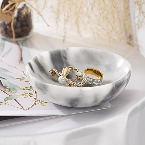 Marble Jewelry Dish - Rings Holder - color: white