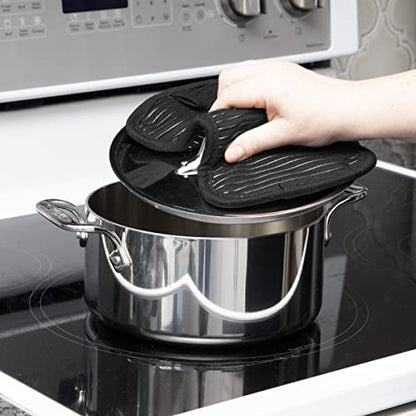 All-Clad Premium Pot Holder & Hot Pad: Heat Resistant to 500 Degrees - 100% Cotton, 10"x6.25" Hot Pad for Kitchen and Barbeque, (1-Pack), Black - color: Black, size: 1 Pack