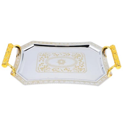 Mikinona Fruit Serving Platter Stainless Steel Dessert Serving Plate Desktop Fruit Tray for Snacks Cakes Nuts Candies Home Parties Weddings Picnics 11.02 X 7.87 X 1.37 in